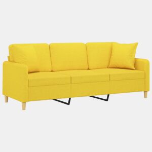 Sofá 3 lugares - Sofá fixo + almofadas decoração 180cm tecido amarelo-claro