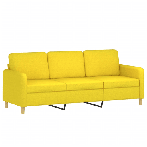 Sofá 3 lugares - Sofá fixo + almofadas decoração 180cm tecido amarelo-claro Sofá 3 lugares - Sofá fixo + almofadas decoração 180cm tecido amarelo-claro
