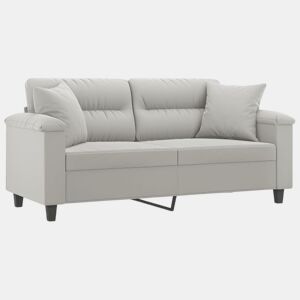 Sofá 2 lugares - Sofá fixo c almofadas 140 cm microfibra cinzento-claro