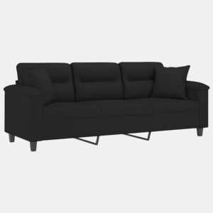 Sofá 3 lugares - Sofá fixo c almofadas 180 cm microfibra preto