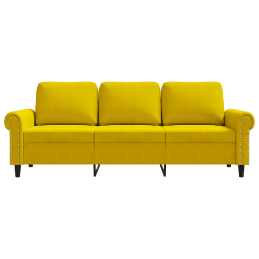 Sofá de 3 lugares - Sofá fixo 180 cm veludo amarelo