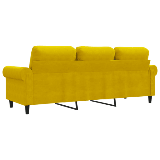 Sofá de 3 lugares - Sofá fixo 180 cm veludo amarelo