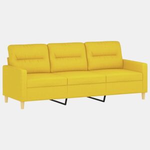 Sofá de 3 lugares - Sofá fixo 180 cm tecido amarelo-claro
