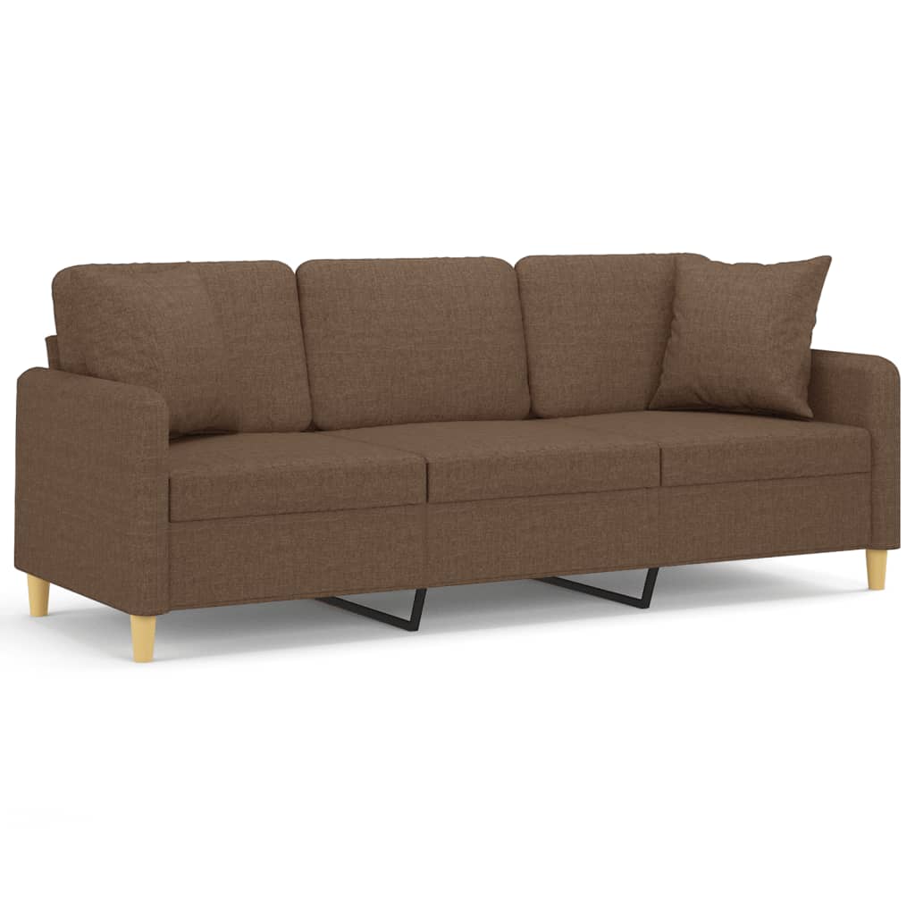 Sofá de 3 plazas - sofá de salón con cojines tela marrón 180 cm