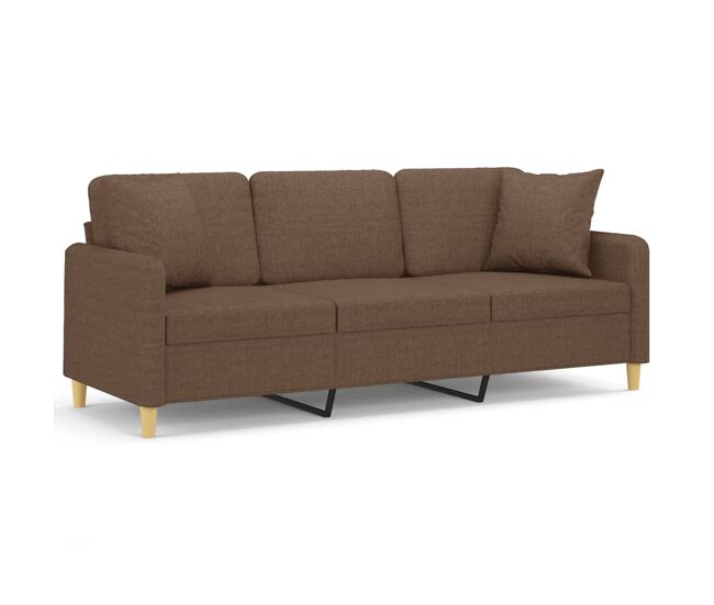 Sofá de 3 plazas - sofá de salón con cojines tela marrón 180 cm
