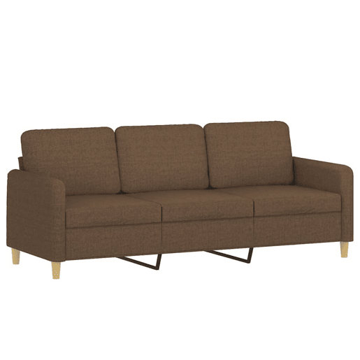Sofá 3 lugares - Sofá fixo + almofadas decorativas 180 cm tecido castanho