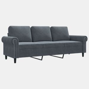 Sofá de 3 lugares - Sofá fixo 180 cm veludo cinza-escuro