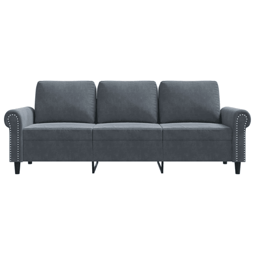 Sofá de 3 lugares - Sofá fixo 180 cm veludo cinza-escuro Sofá de 3 lugares - Sofá fixo 180 cm veludo cinza-escuro
