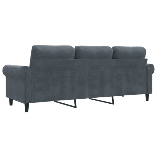 Sofá de 3 lugares - Sofá fixo 180 cm veludo cinza-escuro Sofá de 3 lugares - Sofá fixo 180 cm veludo cinza-escuro