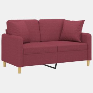 Sofá 2 lug. - Sofá fixo + almofadas decorativas 120cm tecido vermelho tinto