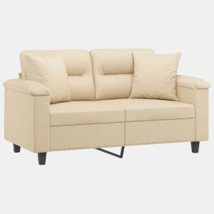 Sofá 2 lugares - Sofá fixo c almofadas 120 cm microfibra cor creme