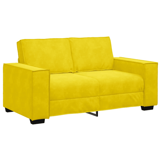 Sofá de 2 lugares - Sofá fixo veludo 120 cm amarelo
