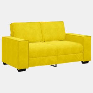 Sofá de 2 lugares - Sofá fixo veludo 120 cm amarelo