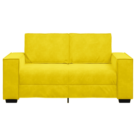 Sofá de 2 lugares - Sofá fixo veludo 120 cm amarelo