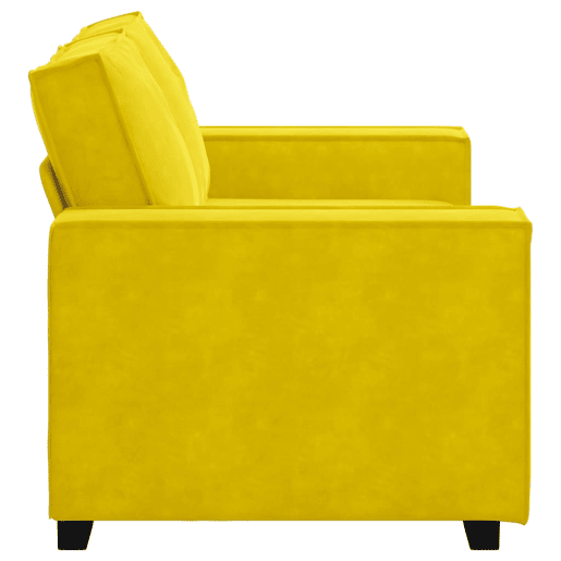 Sofá de 2 lugares - Sofá fixo veludo 120 cm amarelo