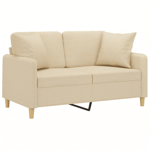 Sofá 2 lugares - Sofá fixo + almofadas decorativas 120 cm tecido cor creme Sofá 2 lugares - Sofá fixo + almofadas decorativas 120 cm tecido cor creme
