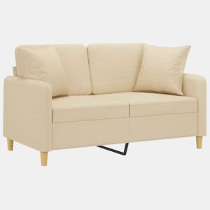 Sofá 2 lugares - Sofá fixo + almofadas decorativas 120 cm tecido cor creme