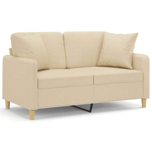 Sofá 2 lugares - Sofá fixo + almofadas decorativas 120 cm tecido cor creme Sofá 2 lugares - Sofá fixo + almofadas decorativas 120 cm tecido cor creme