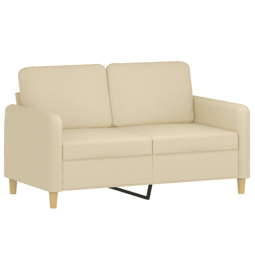 Sofá 2 lugares - Sofá fixo + almofadas decorativas 120 cm tecido cor creme Sofá 2 lugares - Sofá fixo + almofadas decorativas 120 cm tecido cor creme