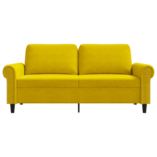 Sofá de 2 lugares - Sofá fixo veludo 140 cm amarelo