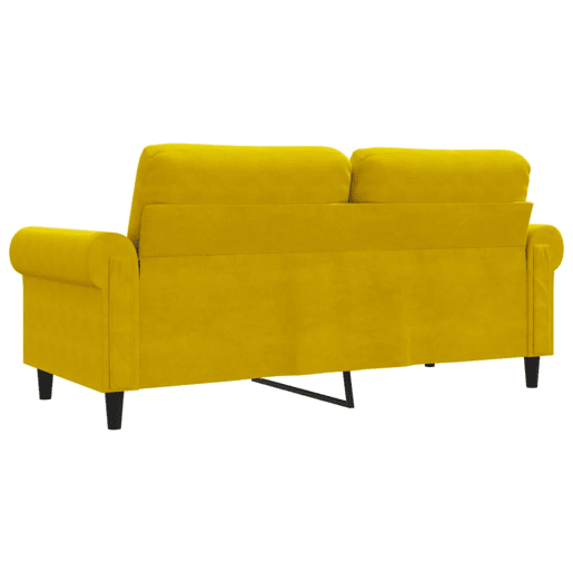 Sofá de 2 lugares - Sofá fixo veludo 140 cm amarelo