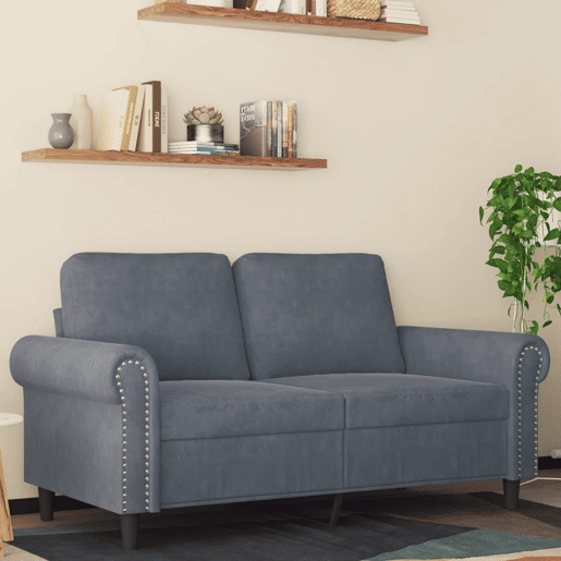 Sofá de 2 lugares - Sofá fixo 120 cm veludo cinza-escuro