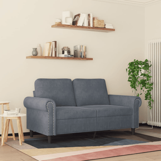 Sofá de 2 lugares - Sofá fixo 120 cm veludo cinza-escuro