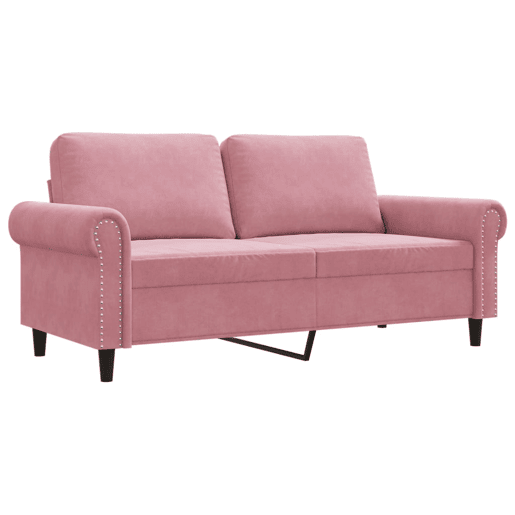 Sofá de 2 lugares - Sofá fixo veludo 140 cm rosa