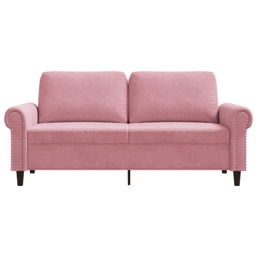 Sofá de 2 lugares - Sofá fixo veludo 140 cm rosa