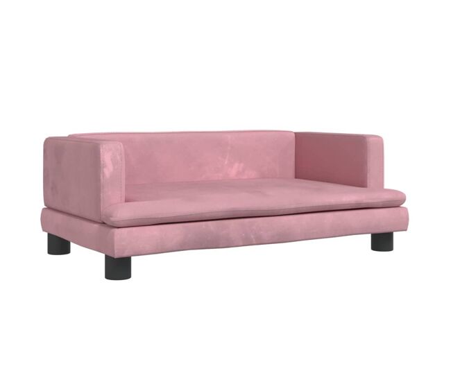 Sofá infantil - sofá para niños de terciopelo rosa 80x45x30 cm