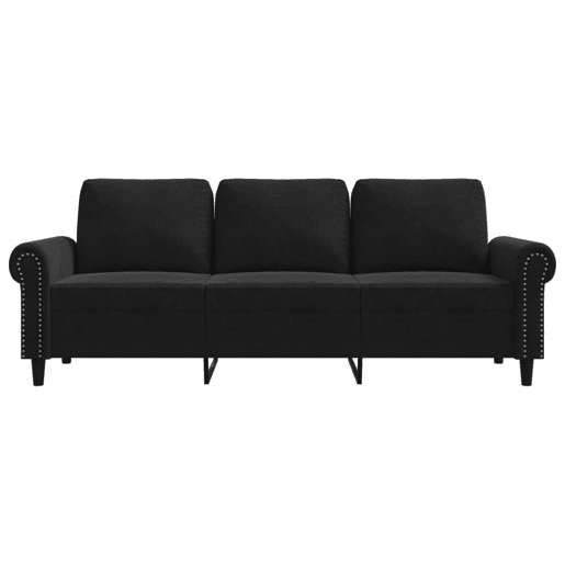 Sofá de 3 lugares - Sofá fixo 180 cm veludo preto