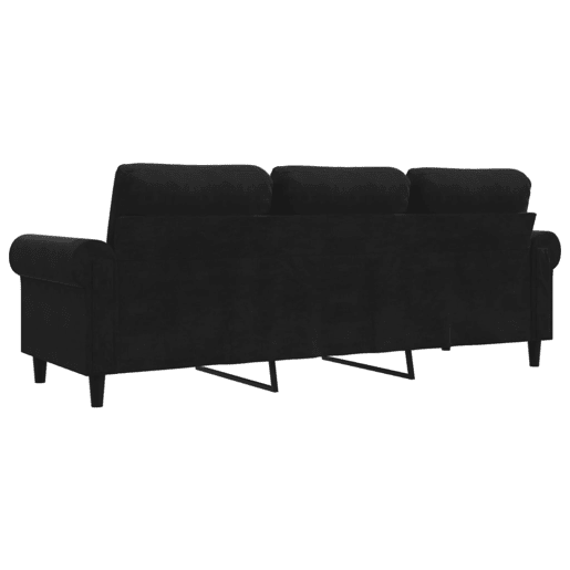 Sofá de 3 lugares - Sofá fixo 180 cm veludo preto