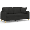 Sofá 2 lugares - Sofá fixo + almofadas decorativas 140 cm tecido preto