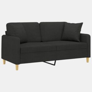Sofá 2 lugares - Sofá fixo + almofadas decorativas 140 cm tecido preto