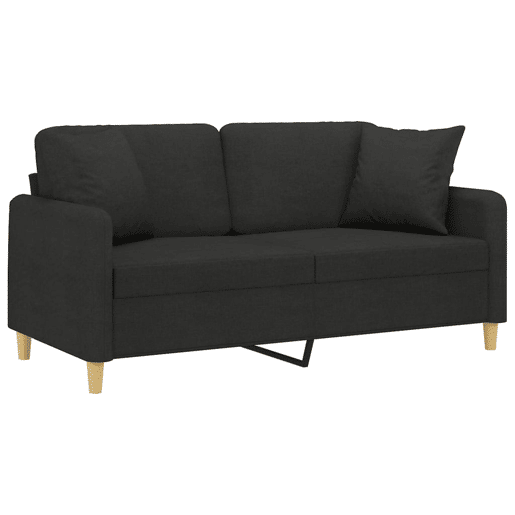 Sofá 2 lugares - Sofá fixo + almofadas decorativas 140 cm tecido preto Sofá 2 lugares - Sofá fixo + almofadas decorativas 140 cm tecido preto
