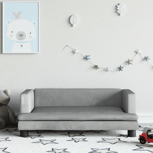 Sofá infantil - Sofá para crianças 80x45x30 cm veludo cinzento-claro Sofá infantil - Sofá para crianças 80x45x30 cm veludo cinzento-claro