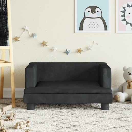 Sofá infantil - Sofá para crianças 60x40x30 cm veludo preto