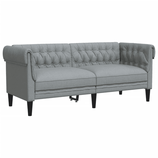 Sofá chesterfield de 2 lugares - Sofá fixo tecido cinzento-claro Sofá chesterfield de 2 lugares - Sofá fixo tecido cinzento-claro