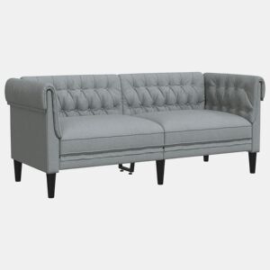 Sofá chesterfield de 2 lugares - Sofá fixo tecido cinzento-claro