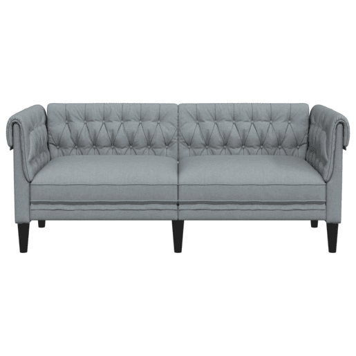 Sofá chesterfield de 2 lugares - Sofá fixo tecido cinzento-claro Sofá chesterfield de 2 lugares - Sofá fixo tecido cinzento-claro