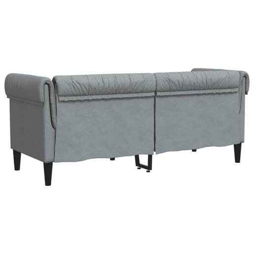 Sofá chesterfield de 2 lugares - Sofá fixo tecido cinzento-claro Sofá chesterfield de 2 lugares - Sofá fixo tecido cinzento-claro