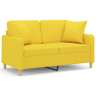 Sofá 2 lug. - Sofá fixo + almofadas decorativas 120 cm tecido amarelo-claro
