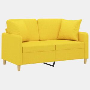 Sofá 2 lug. - Sofá fixo + almofadas decorativas 120 cm tecido amarelo-claro