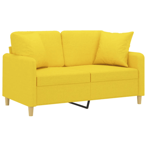 Sofá 2 lug. - Sofá fixo + almofadas decorativas 120 cm tecido amarelo-claro