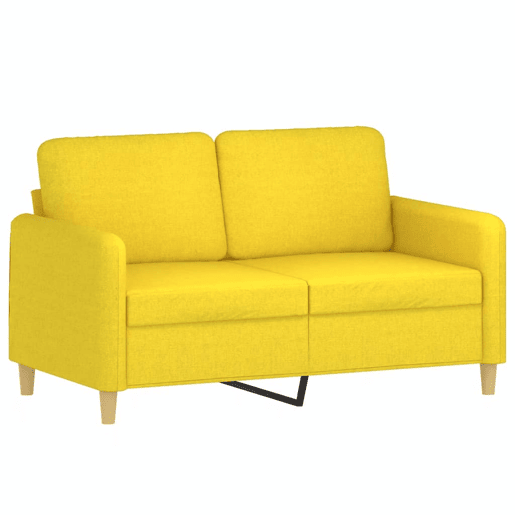 Sofá 2 lug. - Sofá fixo + almofadas decorativas 120 cm tecido amarelo-claro