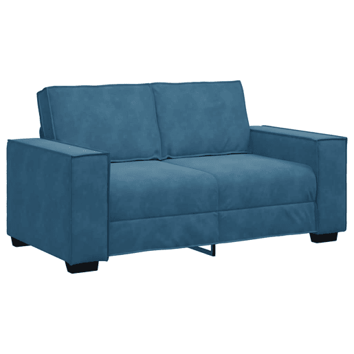 Sofá de 2 lugares - Sofá fixo veludo 120 cm azul