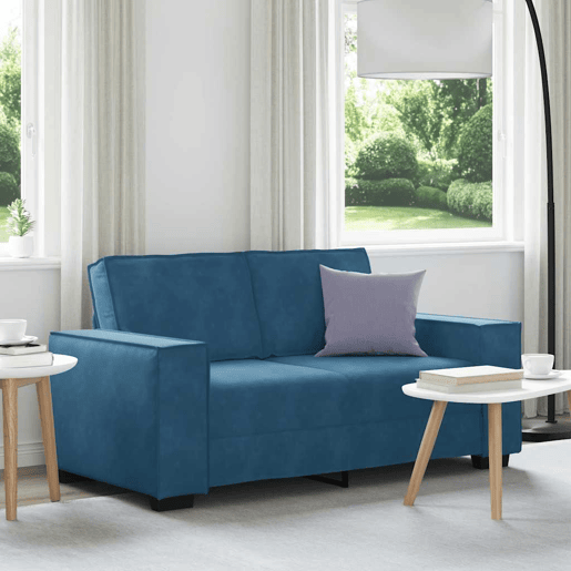Sofá de 2 lugares - Sofá fixo veludo 120 cm azul