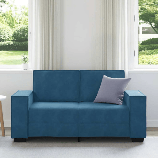 Sofá de 2 lugares - Sofá fixo veludo 120 cm azul