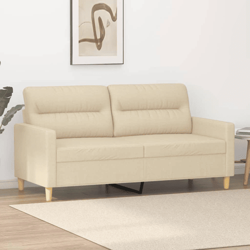 Sofá de 2 lugares - Sofá fixo tecido 140 cm cor creme Sofá de 2 lugares - Sofá fixo tecido 140 cm cor creme