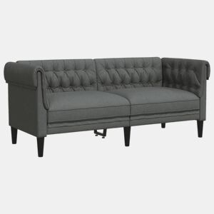 Sofá chesterfield 2 lugares - Sofá fixo tecido cinzento-escuro